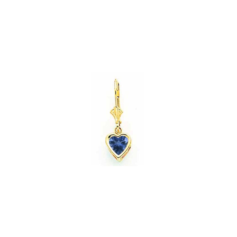 14K Gelbgold Ohrringe mit 6-mm-Herz-Saphir