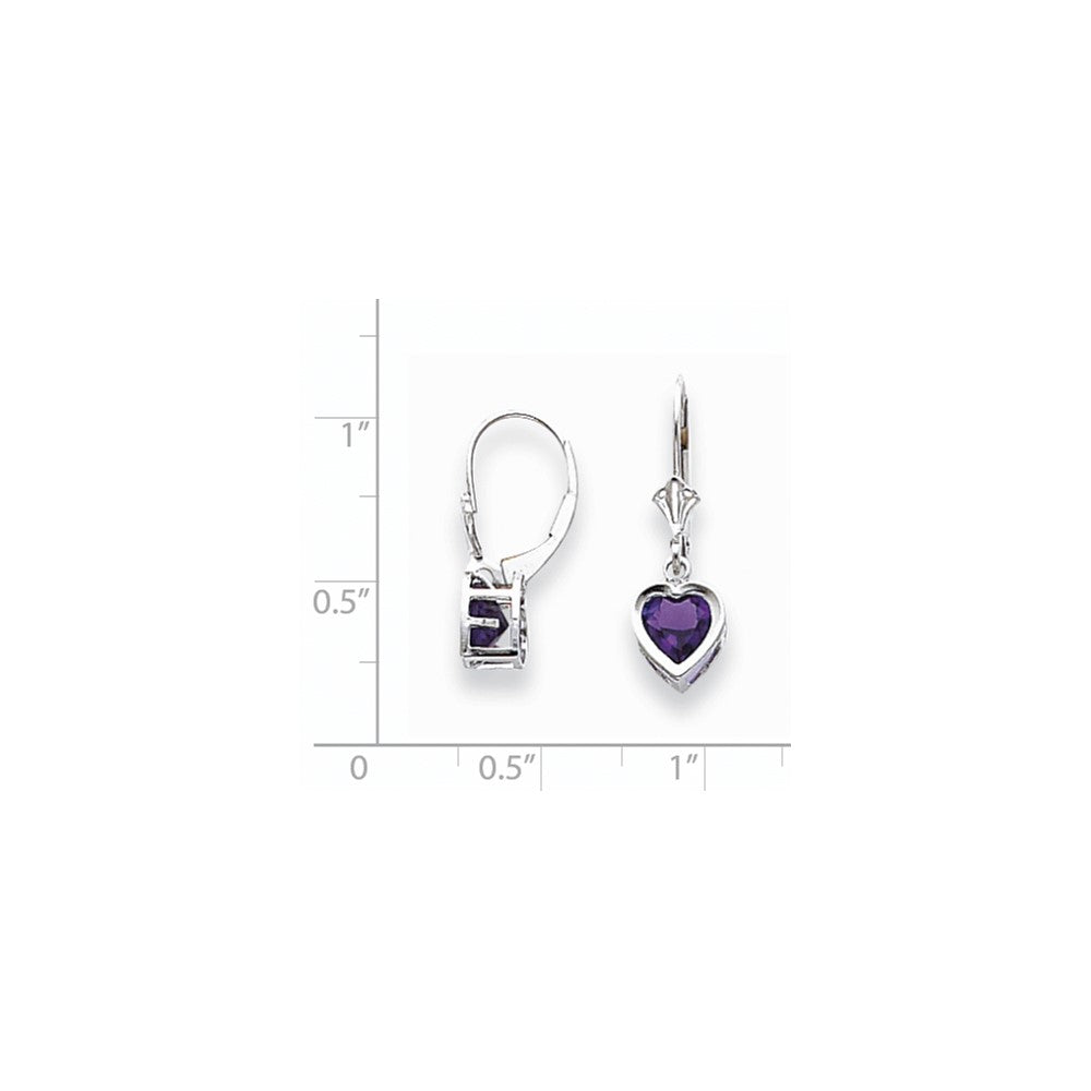 14K Weißgold Ohrringe mit 6-mm-Herz-Amethyst