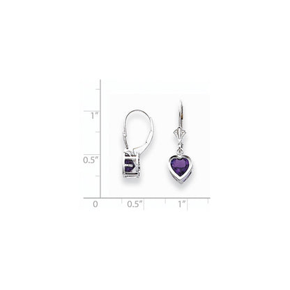 14K Weißgold Ohrringe mit 6-mm-Herz-Amethyst
