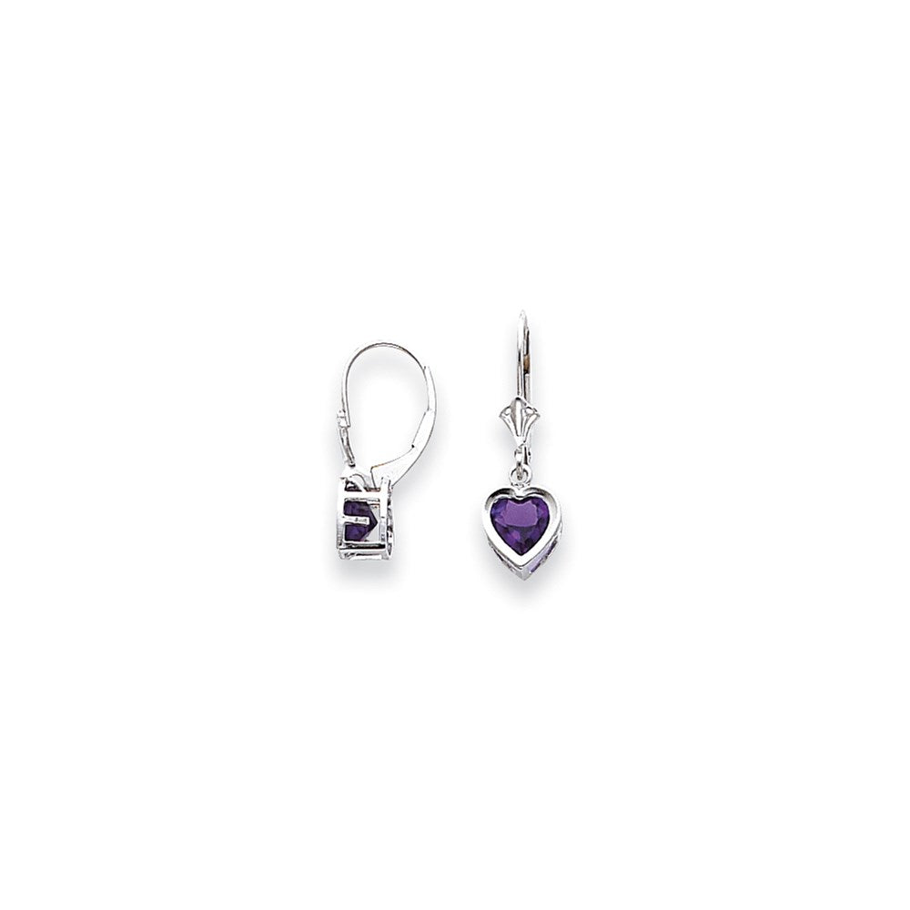 14K Weißgold Ohrringe mit 6-mm-Herz-Amethyst