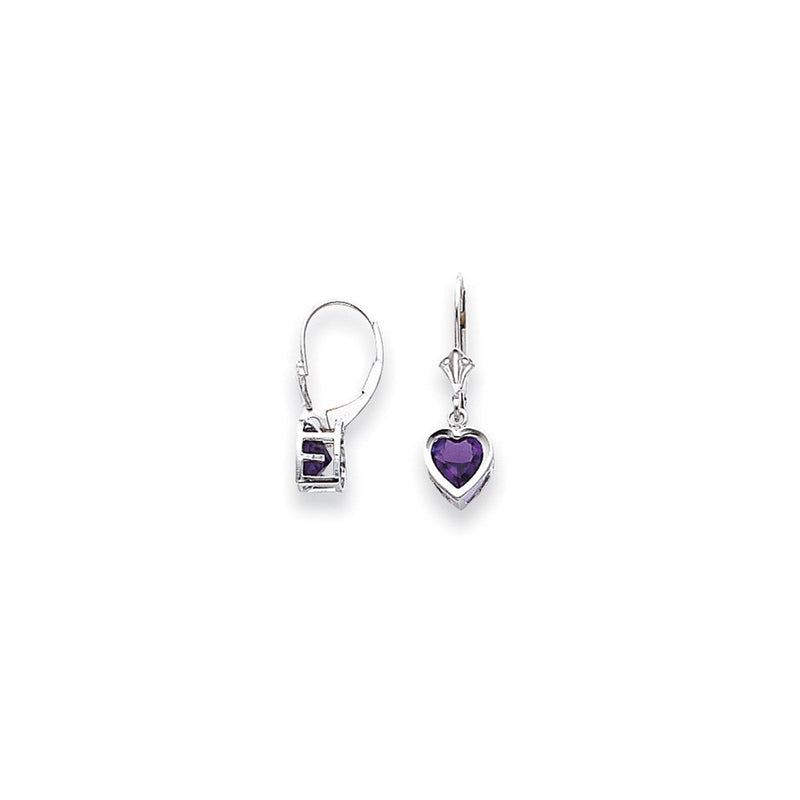 14K Weißgold Ohrringe mit 6-mm-Herz-Amethyst