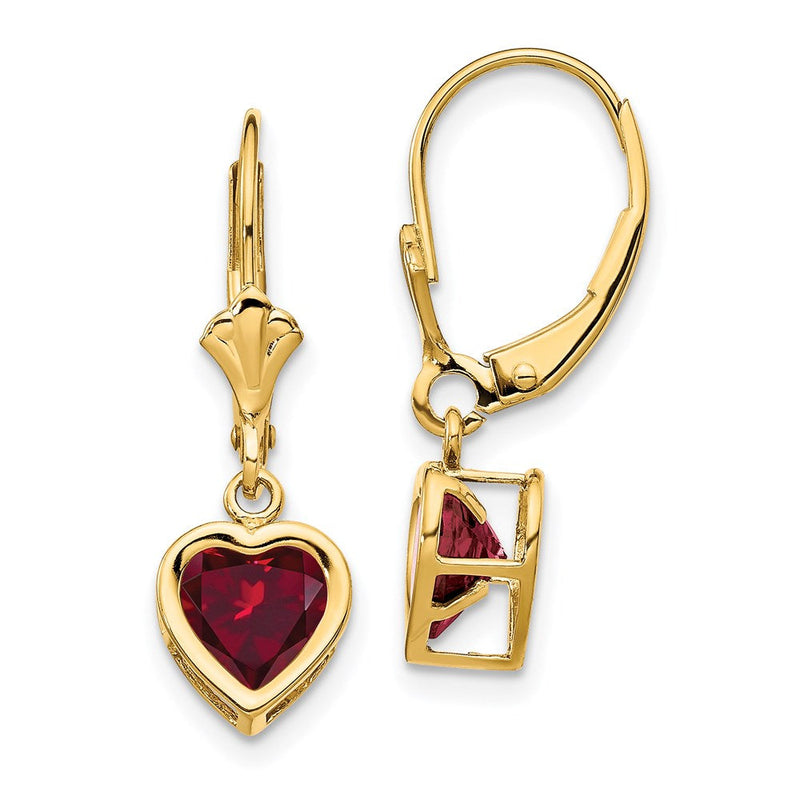 14K Weißgold Ohrringe mit 6 mm Herz-Rubin (synthetisch)