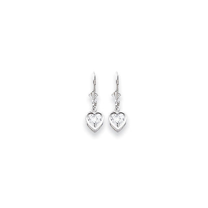14K Weißgold Ohrringe mit 6-mm-Zirkonia in Herzform