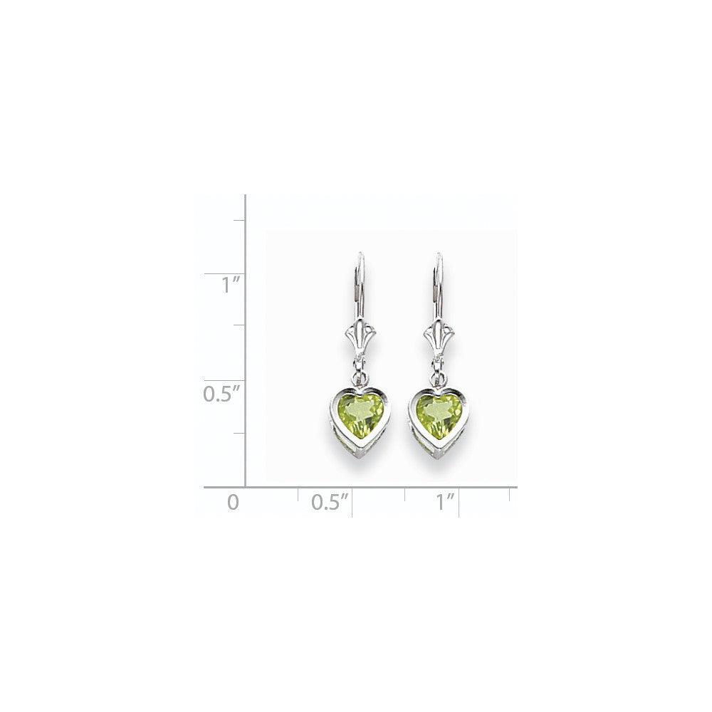 14K Weißgold Ohrringe mit 6mm Peridot in Herzform