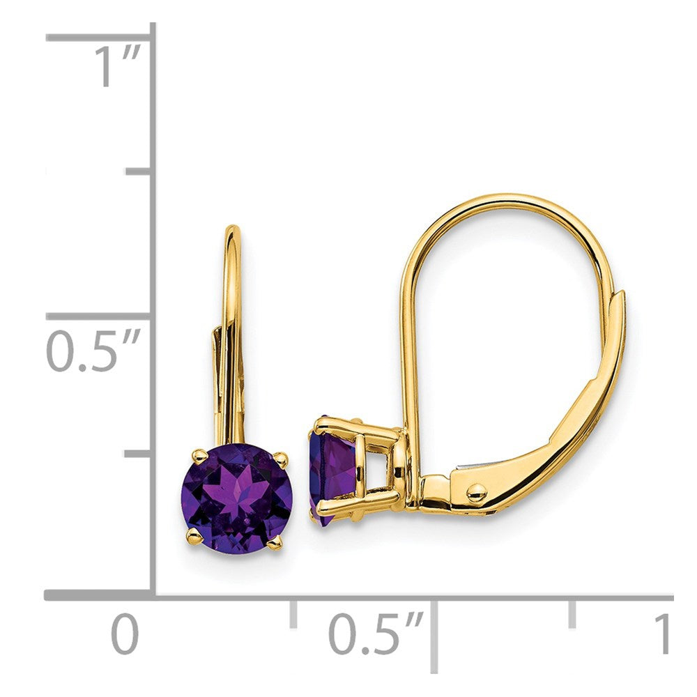 14K Gelbgold Ohrhänger mit Amethyst, 5 mm, Leverback-Verschluss