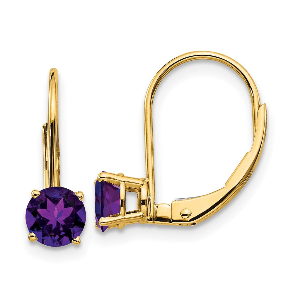 14K Gelbgold Ohrhänger mit Amethyst, 5 mm, Leverback-Verschluss