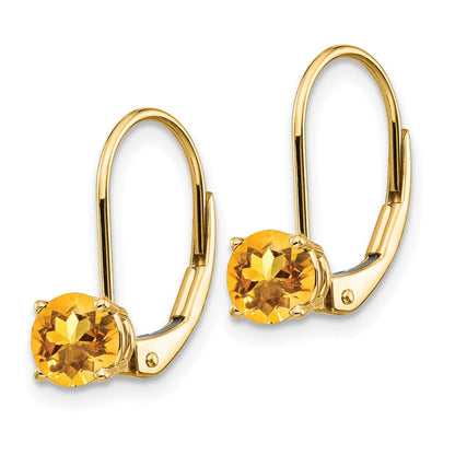 14K Gelbgold Citrin Ohrhänger mit Leverback-Verschluss, 5 mm