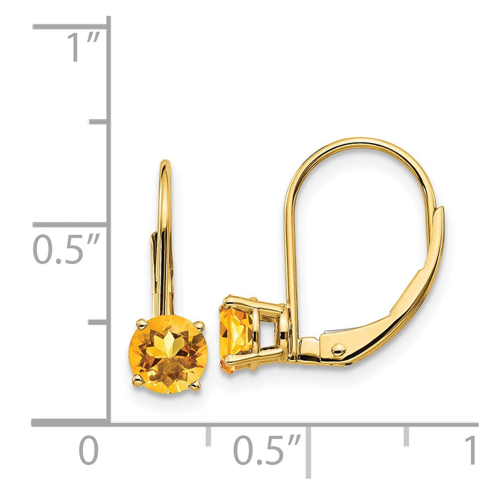 14K Gelbgold Citrin Ohrhänger mit Leverback-Verschluss, 5 mm