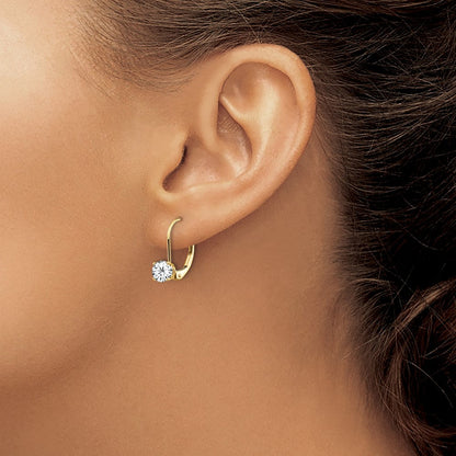 14K Gelbgold Ohrhänger mit Zirkonia, 5 mm, Leverback-Verschluss