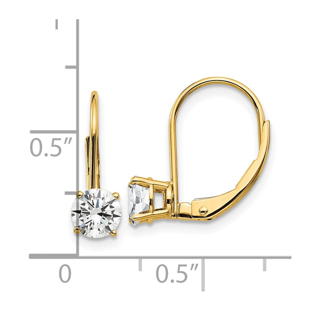 14K Gelbgold Ohrhänger mit Zirkonia, 5 mm, Leverback-Verschluss