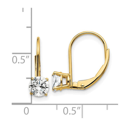 14K Gelbgold Ohrhänger mit Zirkonia, 5 mm, Leverback-Verschluss