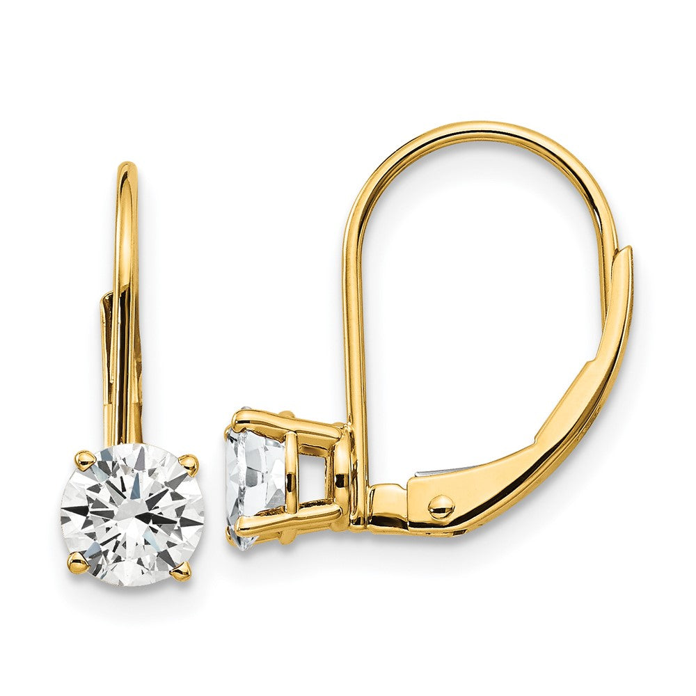 14K Gelbgold Ohrhänger mit Zirkonia, 5 mm, Leverback-Verschluss