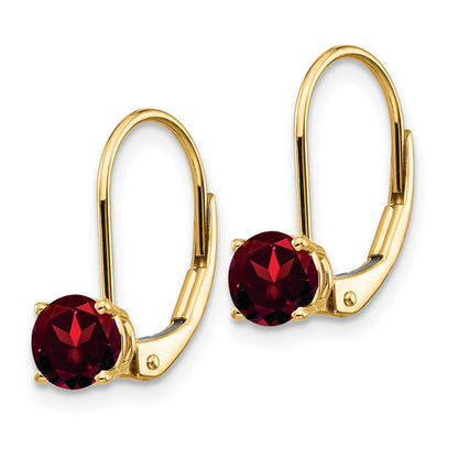 14K Gelbgold Ohrhänger mit Granat, 5 mm, Leverback-Verschluss