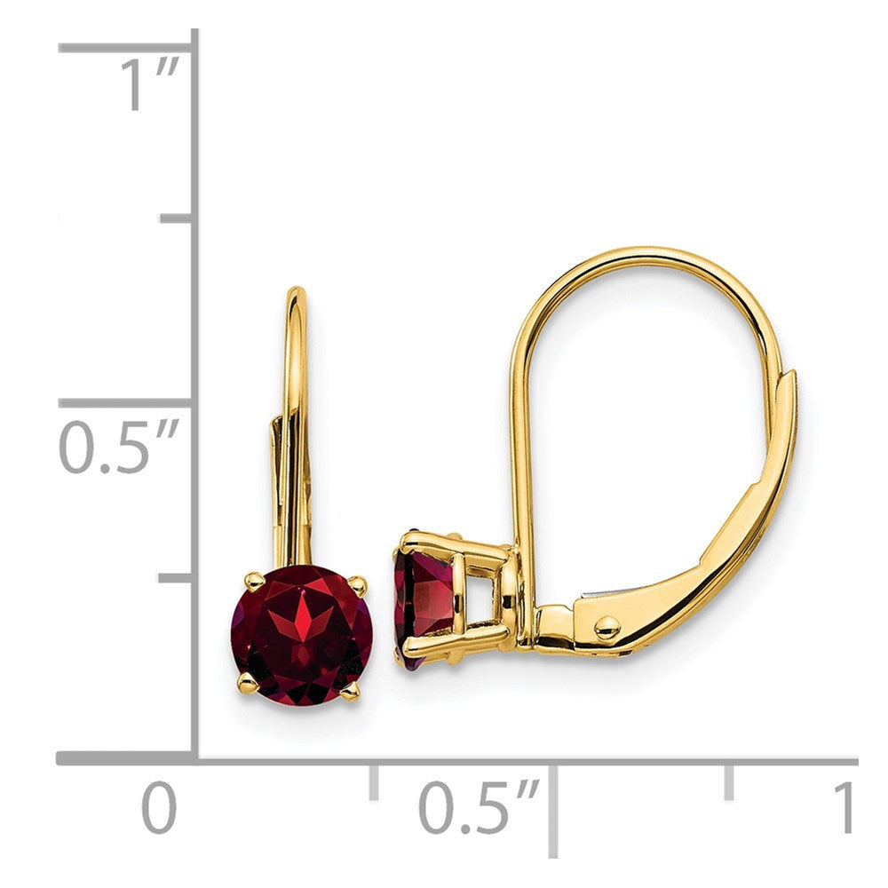 14K Gelbgold Ohrhänger mit Granat, 5 mm, Leverback-Verschluss