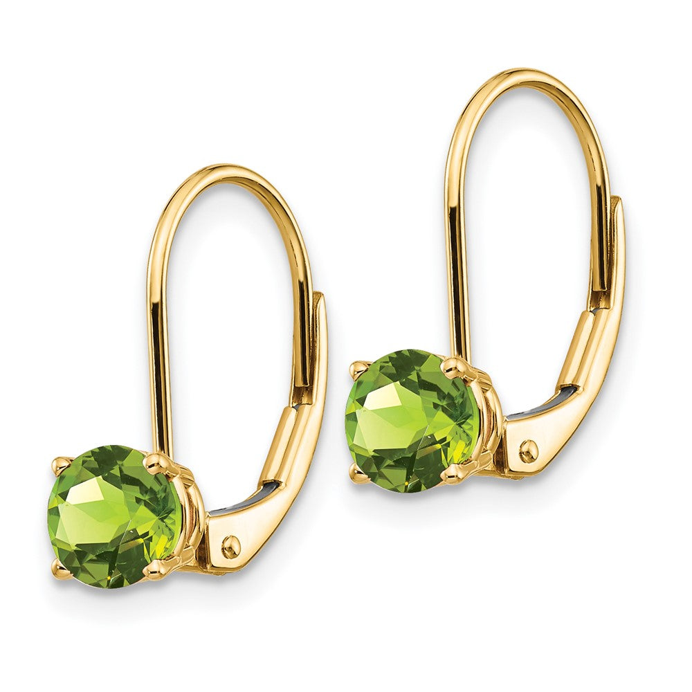 14K Gelbgold Ohrringe mit 5-mm-Peridot und Leverback-Verschluss