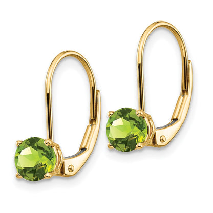 14K Gelbgold Ohrringe mit 5-mm-Peridot und Leverback-Verschluss