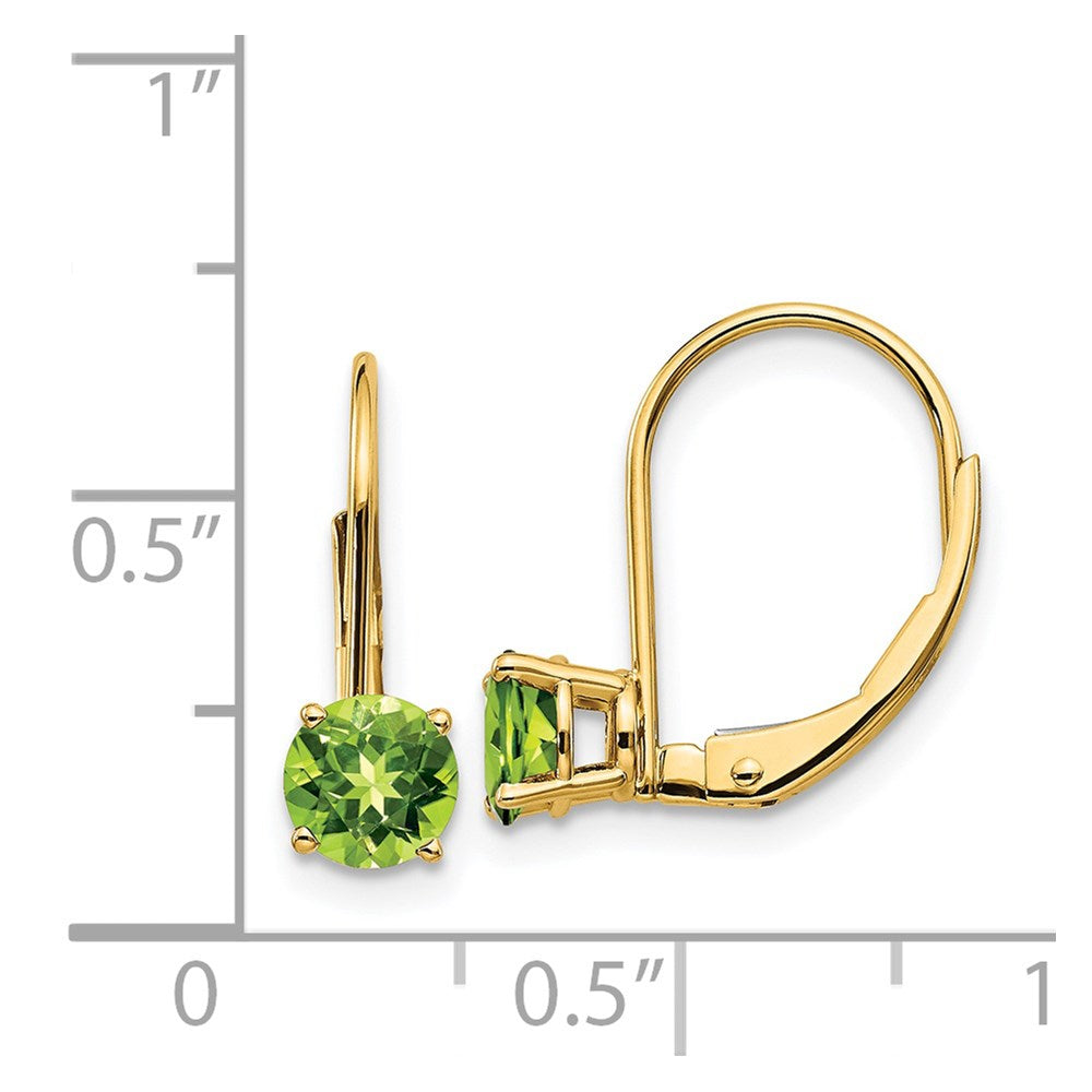 14K Gelbgold Ohrringe mit 5-mm-Peridot und Leverback-Verschluss