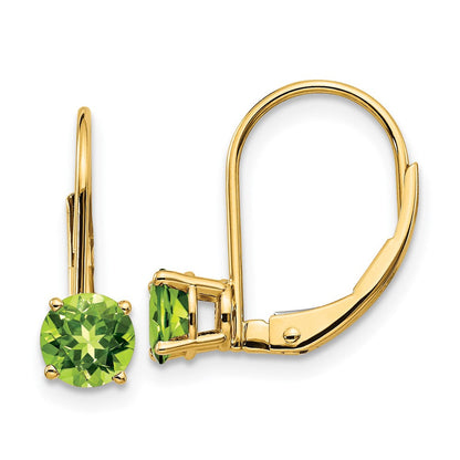 14K Gelbgold Ohrringe mit 5-mm-Peridot und Leverback-Verschluss