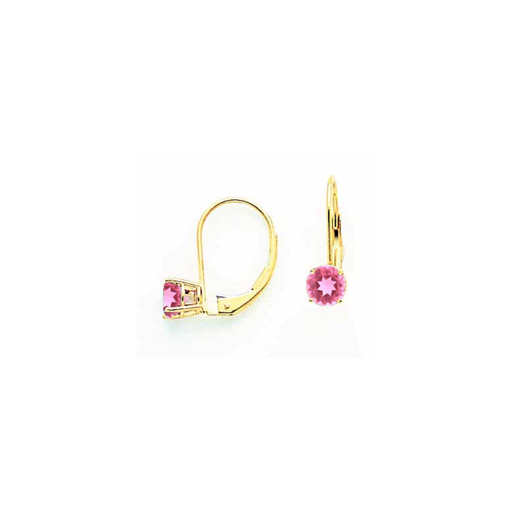 14K Gelbgold Ohrhänger mit rosa Turmalin, 5 mm, mit Klappbrisur-Verschluss