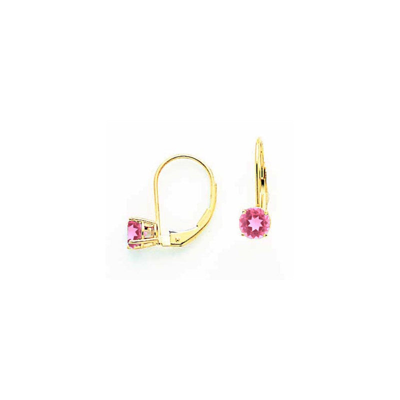 14K Gelbgold Ohrhänger mit rosa Turmalin, 5 mm, mit Klappbrisur-Verschluss