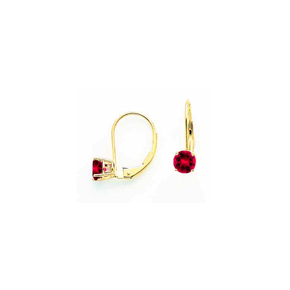 14K Gelbgold Ohrringe mit 5-mm-Rubinen und Brisurverschluss