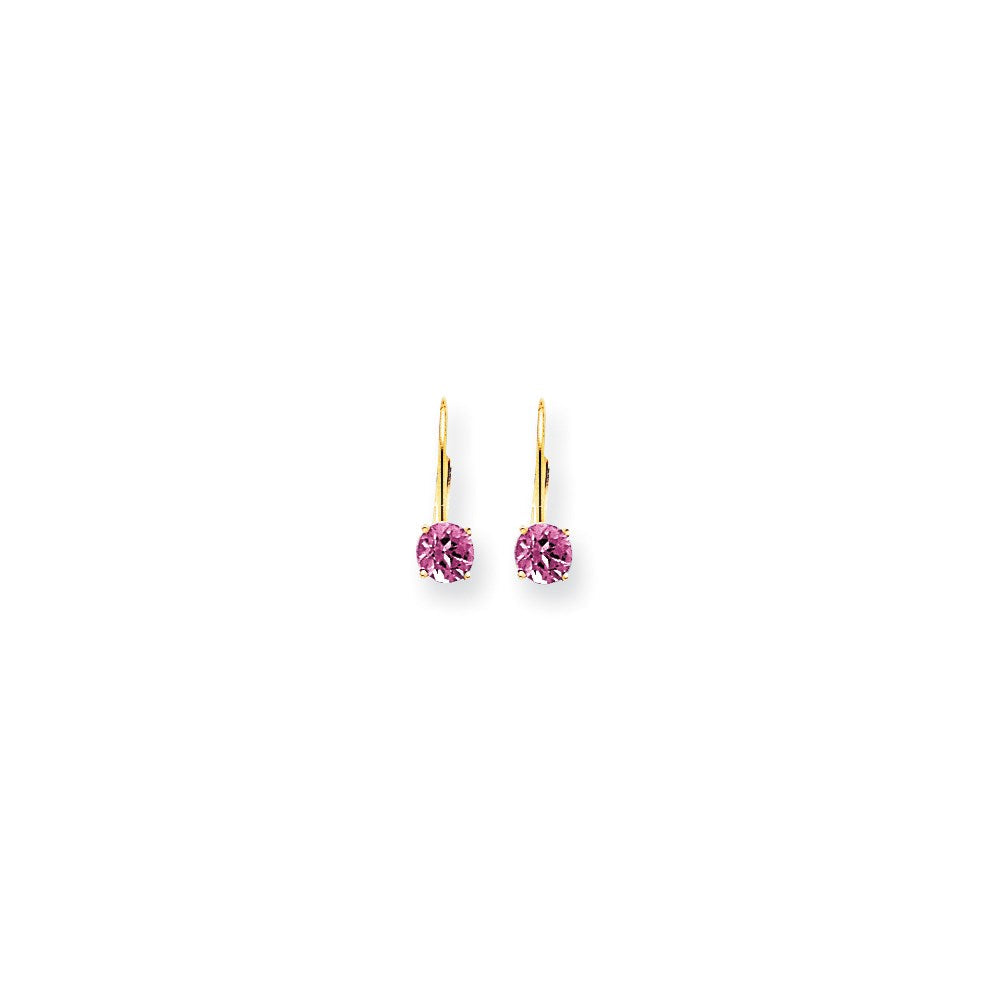 14K Gelbgold Ohrhänger mit 5-mm-Rosa-Saphir und Klappbrisurverschluss