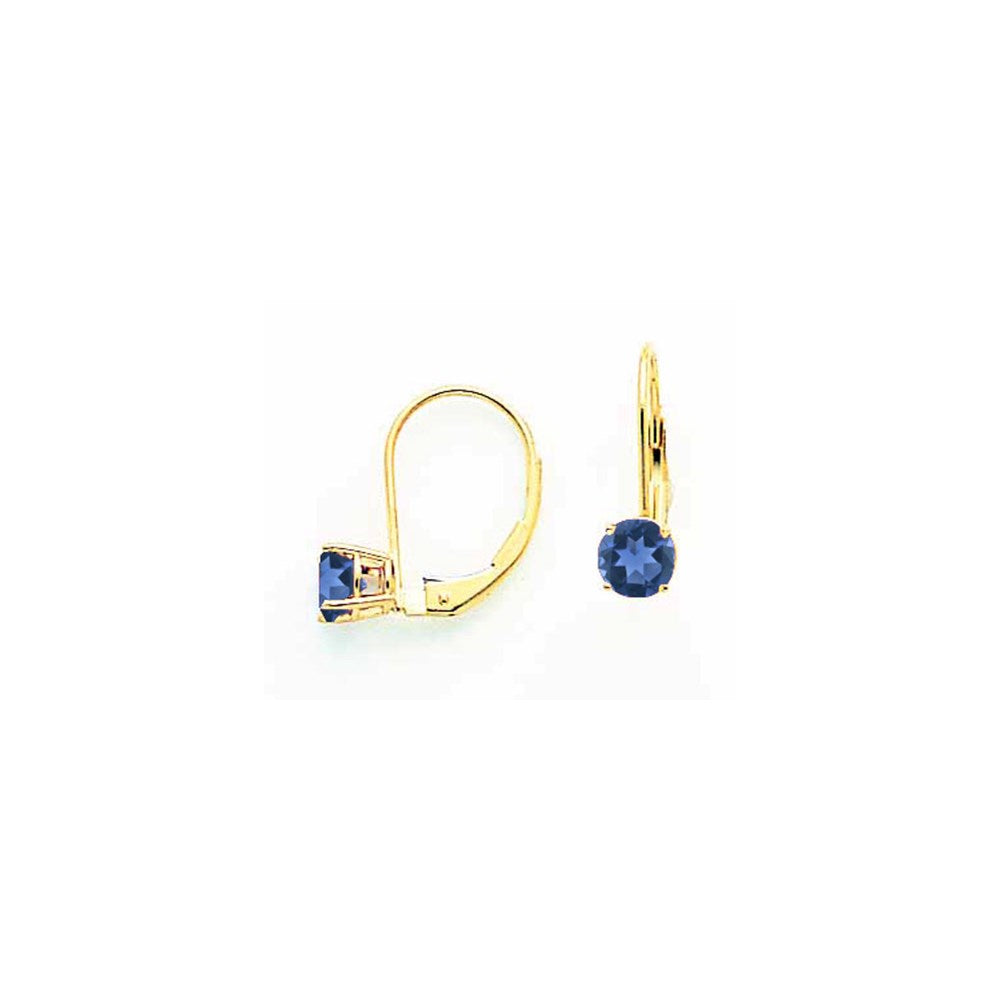 14K Gelbgold Ohrringe mit 5 mm Saphir und Brisurverschluss