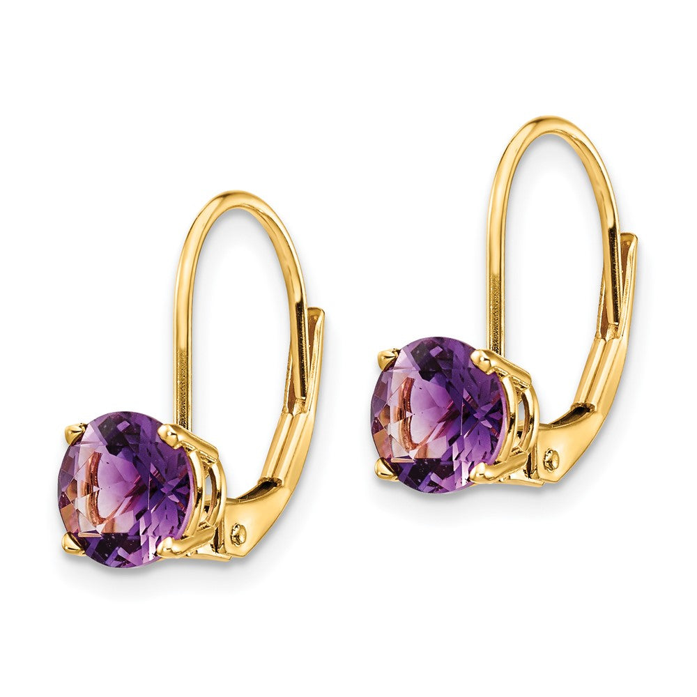 14K Gelbgold Ohrhänger mit Amethyst, 6 mm, Leverback-Verschluss