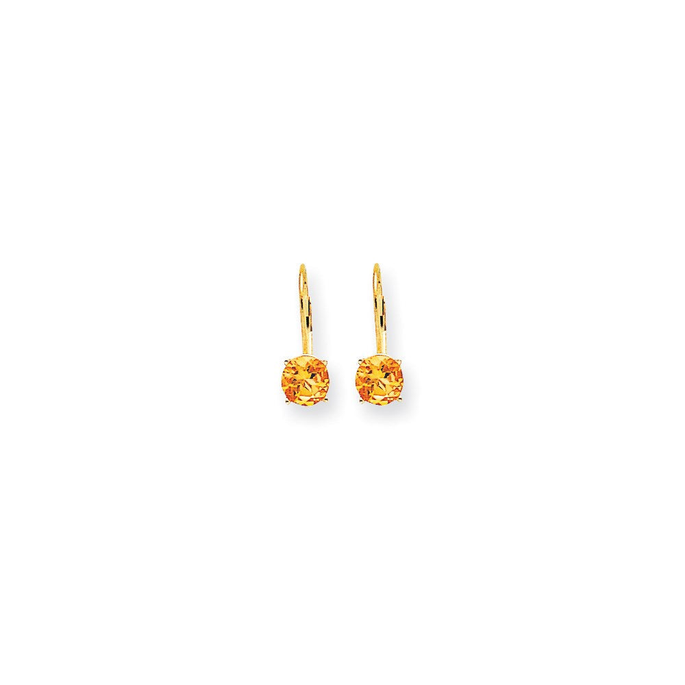 14K Gelbgold Citrin Karo-Schliff Ohrringe mit Klappbrisur, 6 mm