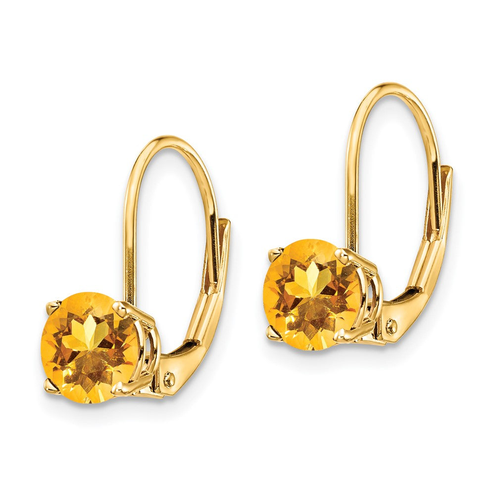 14K Gelbgold Citrin-Ohrhänger, 6 mm, mit Brisurverschluss