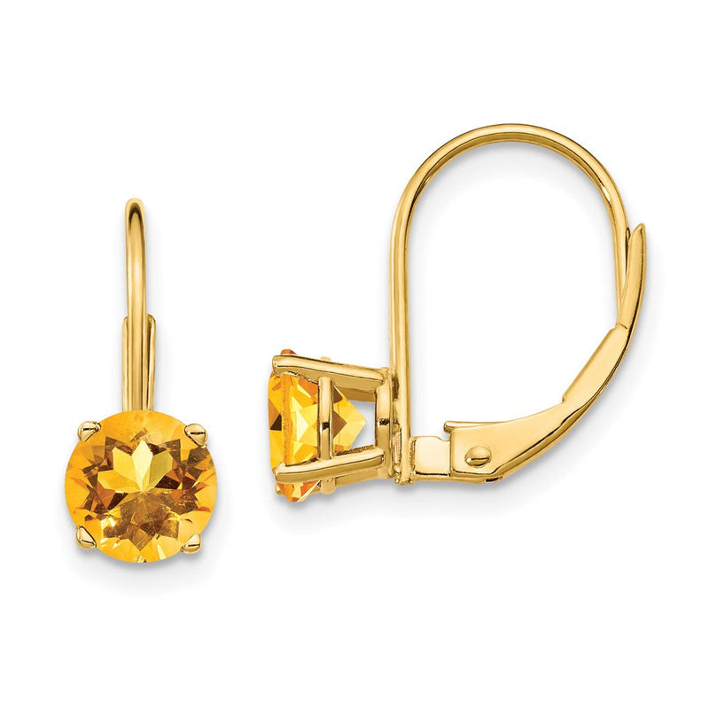 14K Gelbgold Citrin-Ohrhänger, 6 mm, mit Brisurverschluss