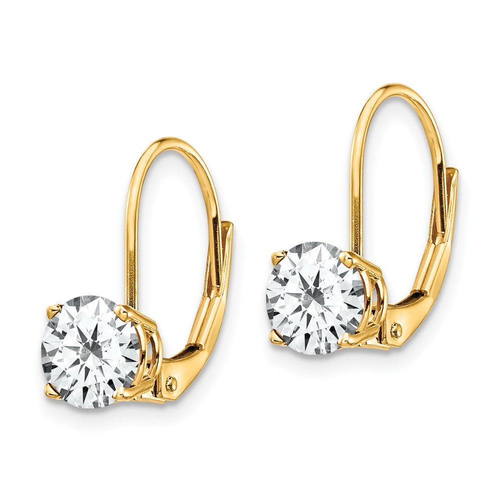 14K Gelbgold Ohrhänger mit Zirkonia, 6 mm, Leverback-Verschluss
