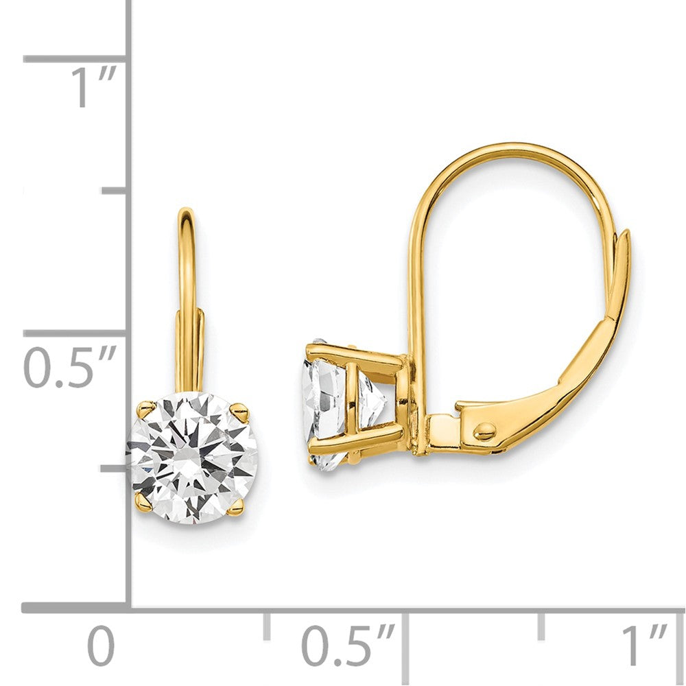 14K Gelbgold Ohrhänger mit Zirkonia, 6 mm, Leverback-Verschluss