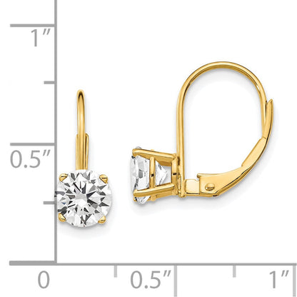 14K Gelbgold Ohrhänger mit Zirkonia, 6 mm, Leverback-Verschluss