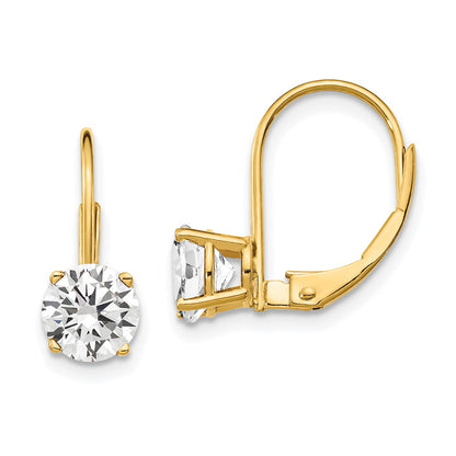 14K Gelbgold Ohrhänger mit Zirkonia, 6 mm, Leverback-Verschluss
