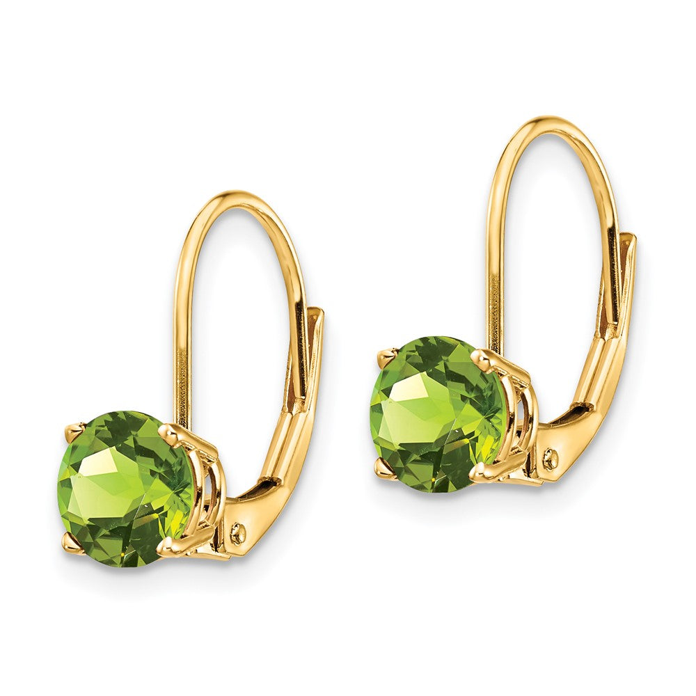 14K Gelbgold Ohrhänger mit Peridot, 6 mm, Brisurverschluss