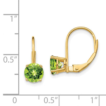 14K Gelbgold Ohrhänger mit Peridot, 6 mm, Brisurverschluss