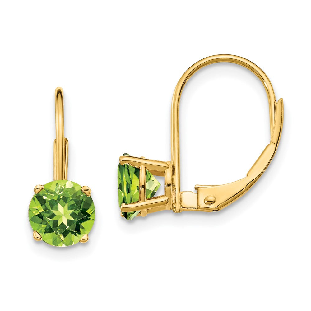 14K Gelbgold Ohrhänger mit Peridot, 6 mm, Brisurverschluss