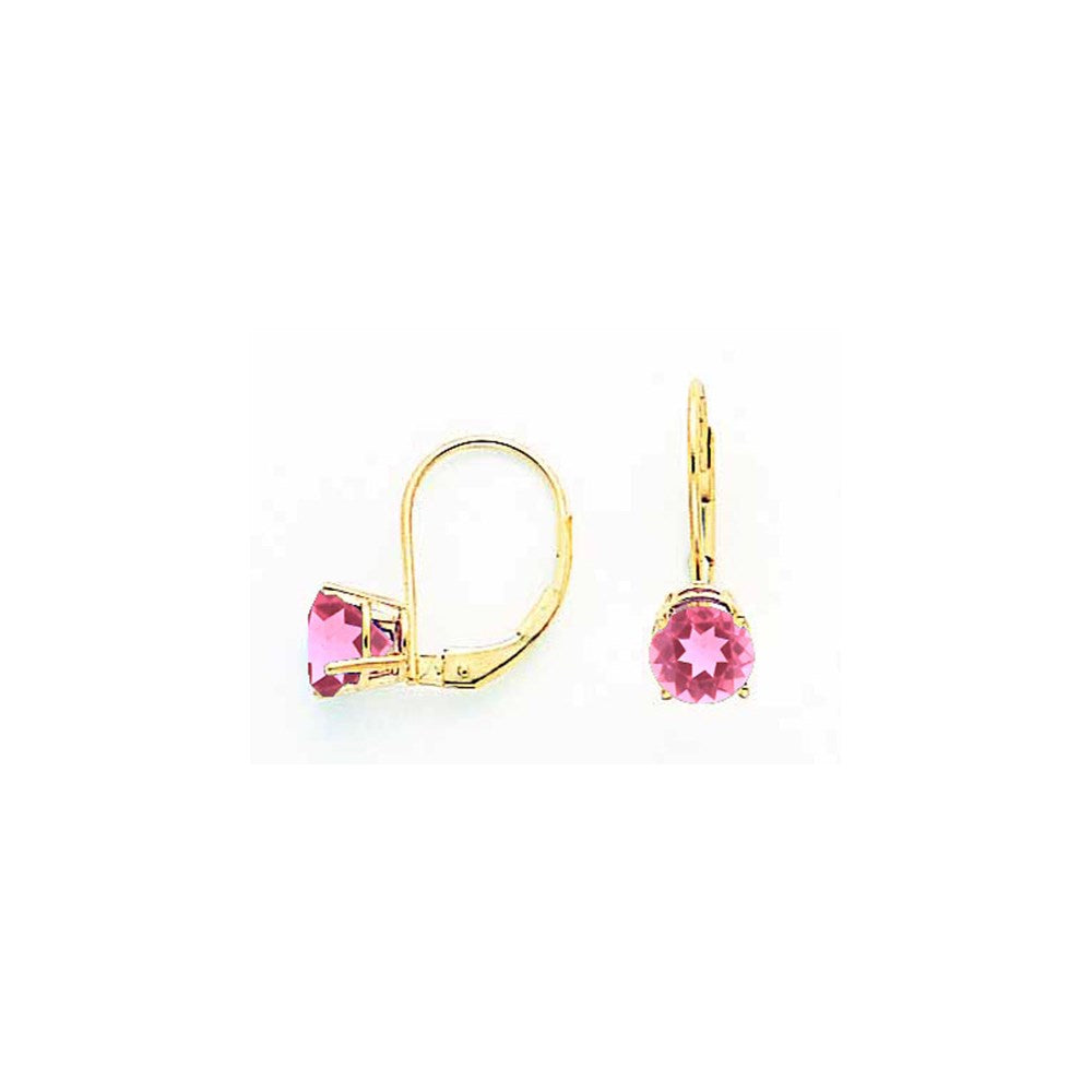 14K Gelbgold Ohrhänger mit 6 mm Turmalin in Pink und Brisurverschluss