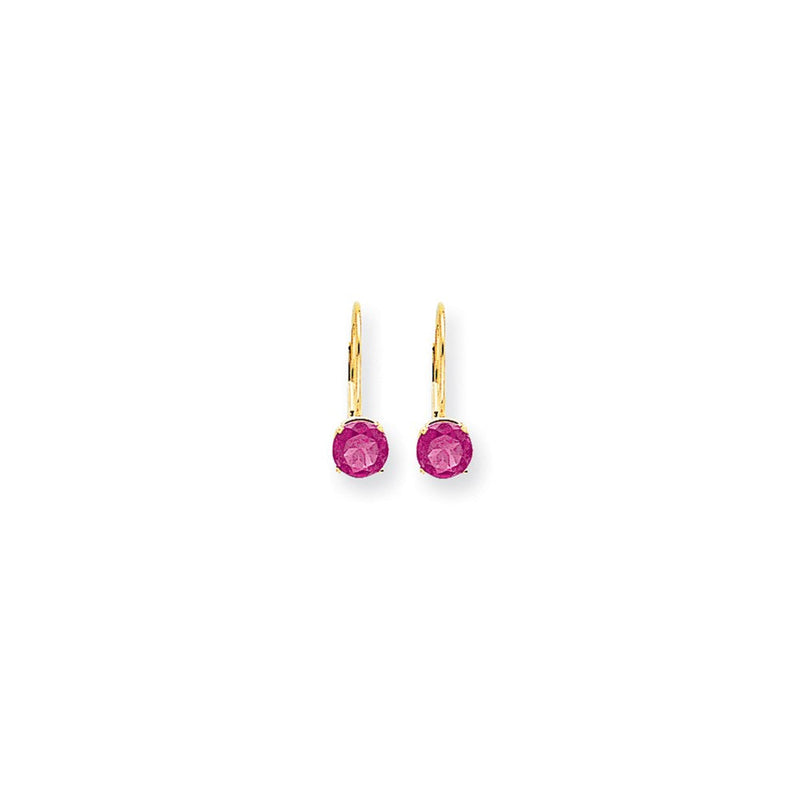 14K Gelbgold Ohrringe mit rosa Saphir, 6 mm, mit Brisurverschluss