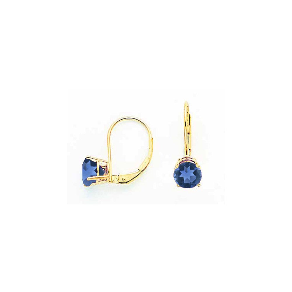 14K Gelbgold Ohrhänger mit Saphir, 6 mm, mit Klappbrisur