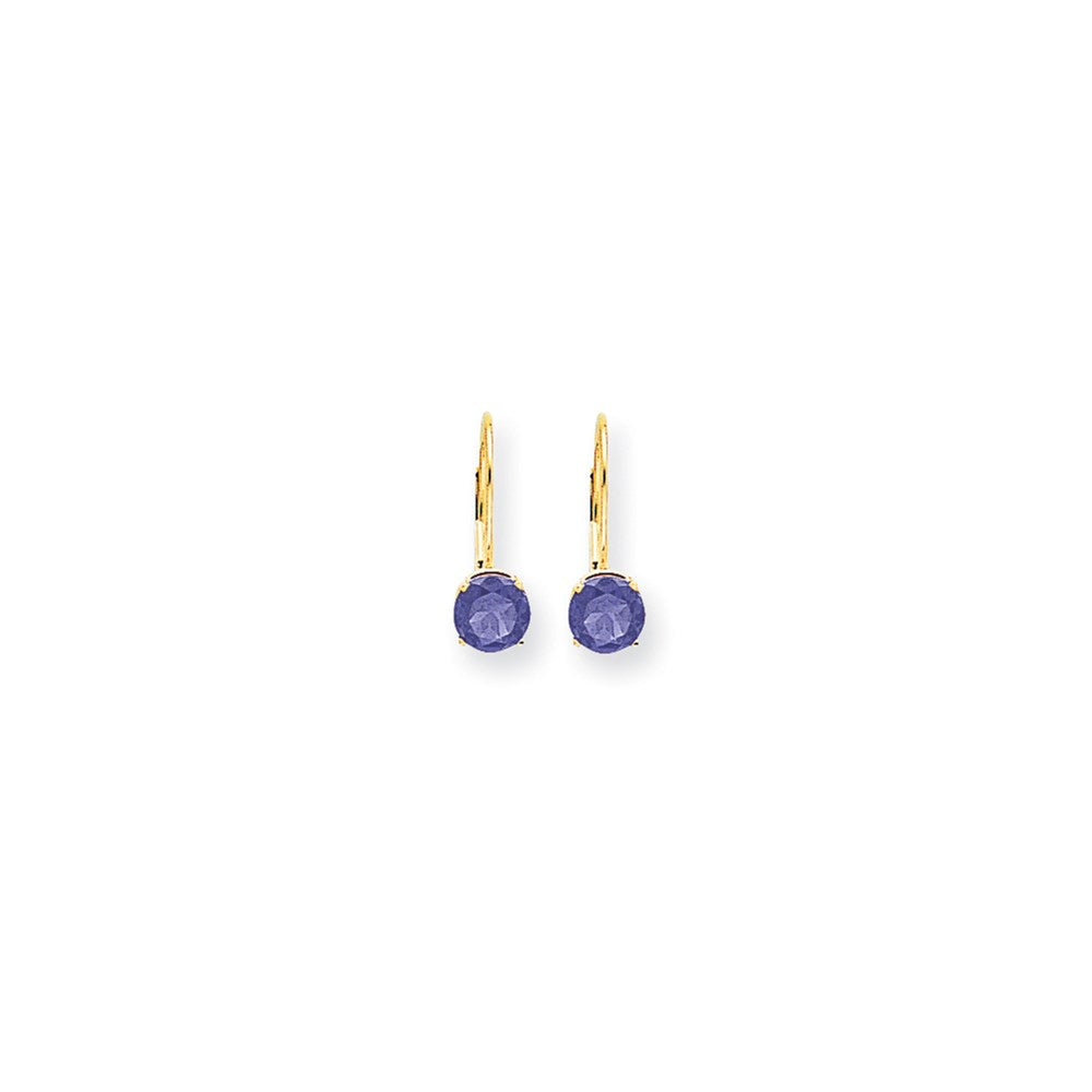 14K Gelbgold Ohrringe mit Brisurverschluss, 6 mm Tansanit
