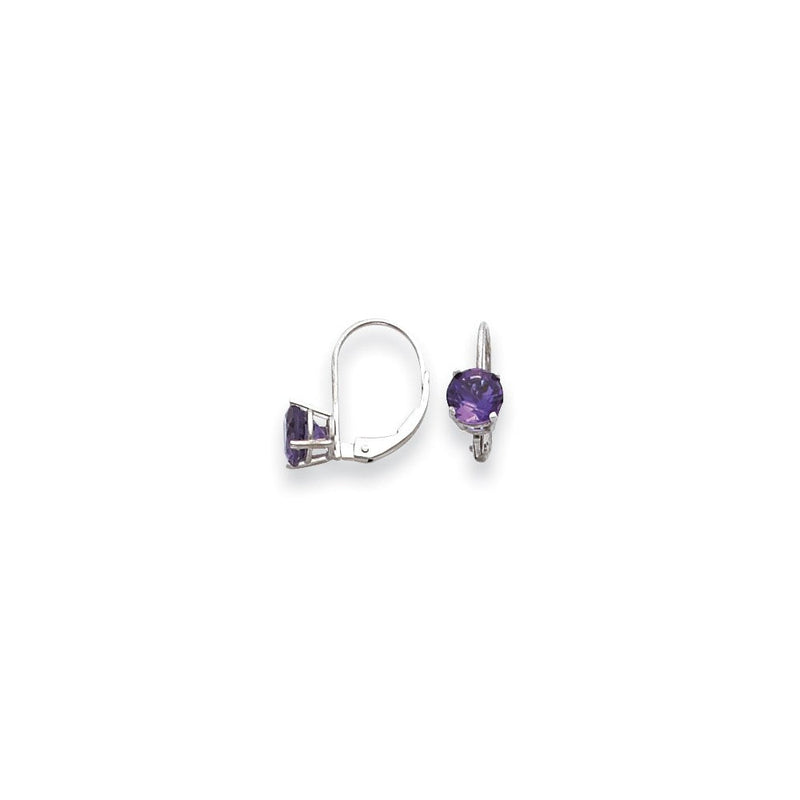 14K Weißgold Ohrhänger mit 6-mm-Amethyst im Karo-Schliff und Klappbrisur
