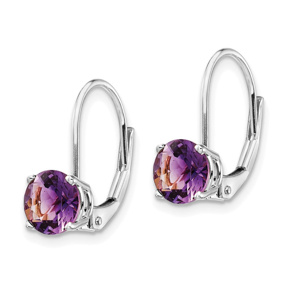 6-mm-Amethyst-Ohrhänger mit Leversch­luss aus 14K Weißgold