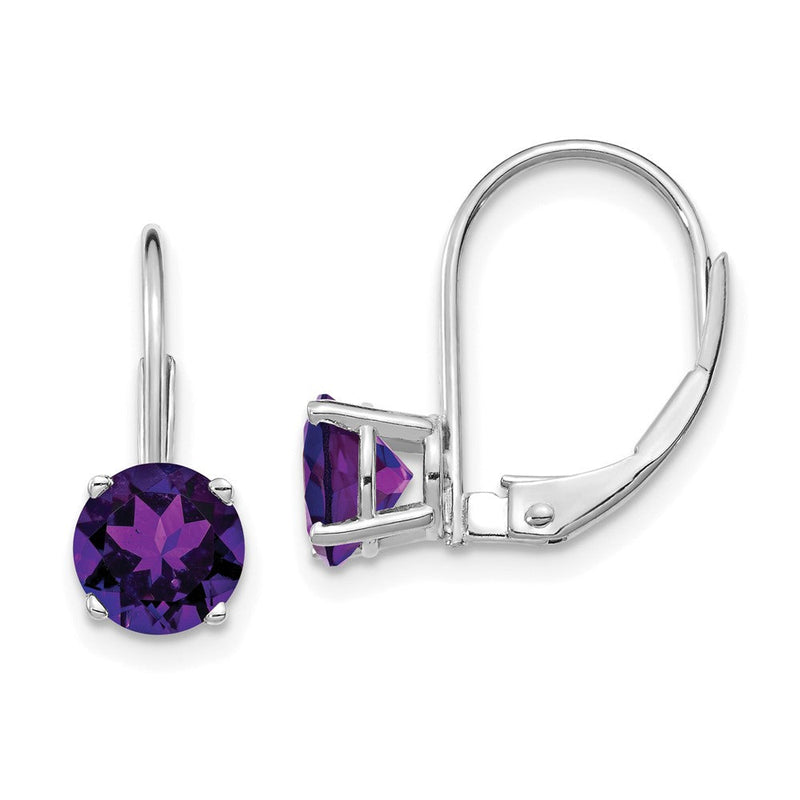 6-mm-Amethyst-Ohrhänger mit Leversch­luss aus 14K Weißgold
