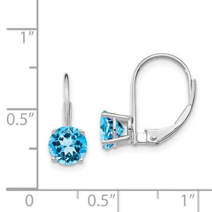14K Weißgold Ohrhänger mit 6-mm-Blautopas und Leverback-Verschluss