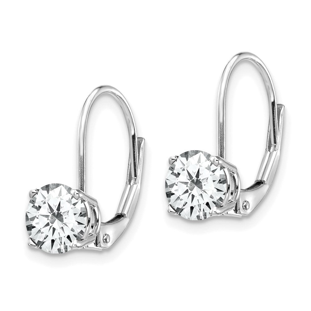 14K Weißgold Ohrhänger mit Zirkonia, 6 mm, Leverback-Verschluss