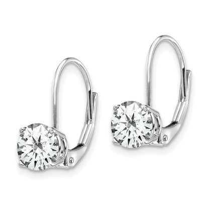 14K Weißgold Ohrhänger mit Zirkonia, 6 mm, Leverback-Verschluss