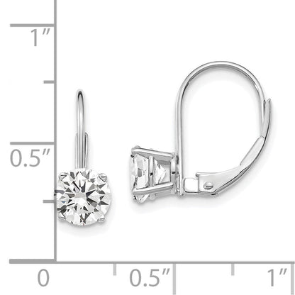 14K Weißgold Ohrhänger mit Zirkonia, 6 mm, Leverback-Verschluss