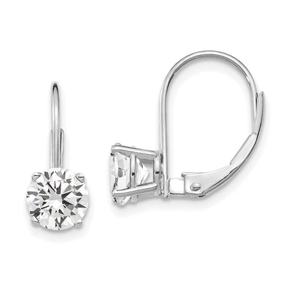 14K Weißgold Ohrhänger mit Zirkonia, 6 mm, Leverback-Verschluss